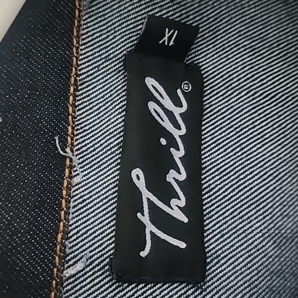 Thrill Dark Blue Denim Maxi Dress Button Down with Front Slits - Picture 9 of 11